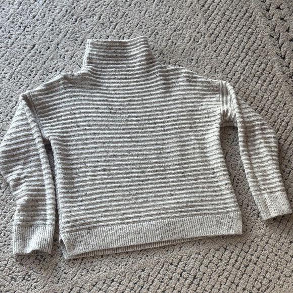 Madewell Light Gray Striped Turtleneck Sweater SZ L - Picture 5 of 6